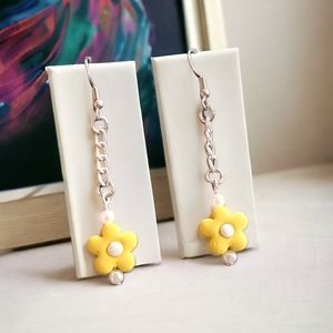 Yellow Flower Dangle Earrings